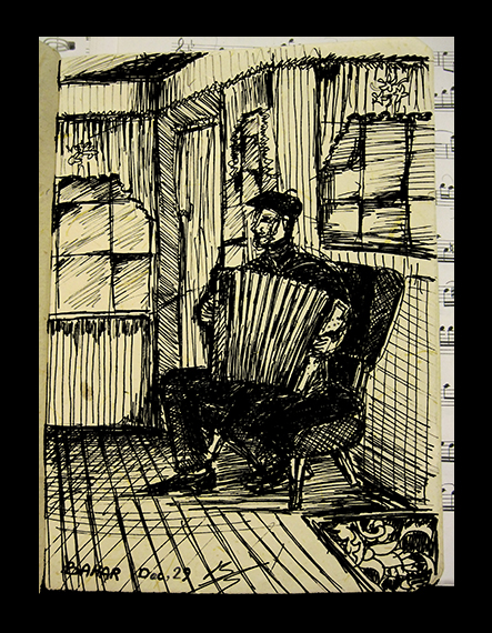 Richard Tyce at the Burnaby Village Museum-sketch by Bahar