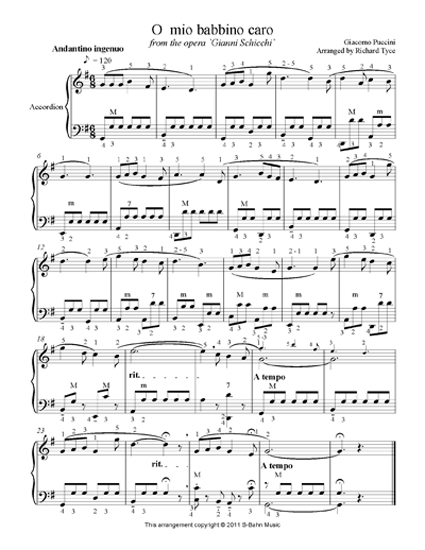 O mio babbino - Richard Tyce accordion arrangement - sample